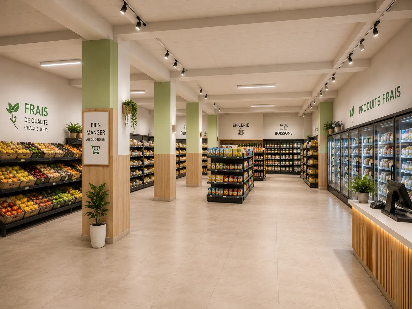 Projection du local en superette